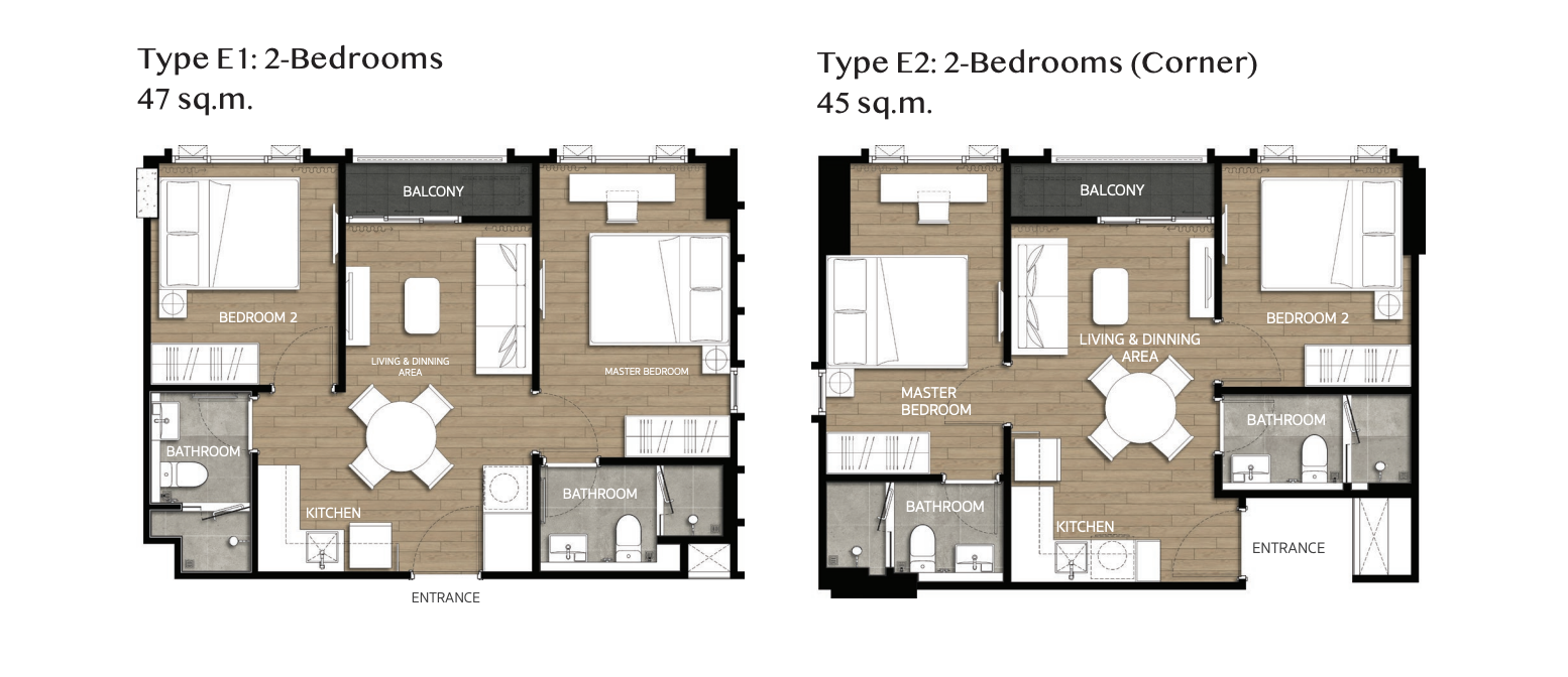 แปลนคอนโด 2 ห้องนอน
